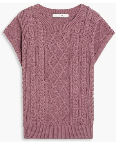 Joie Cable-knit Cotton Vest - Pink