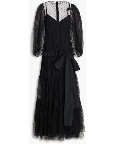 RED Valentino Bow-detailed Taffeta And Point D'esprit Maxi Dress - Black