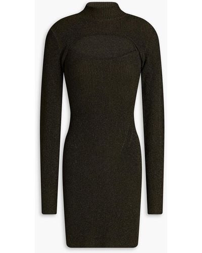 Nicholas Evita Metallic Ribbed-knit Shrug And Mini Dress Set - Black