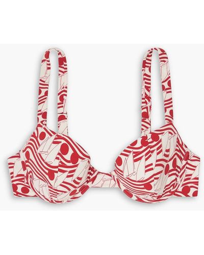 Fisch Bomba Printed Underwi Bikini Top - Red