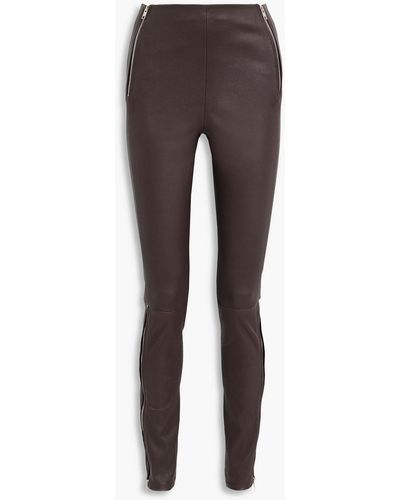 Helmut Lang Zip-detailed Leather Skinny Pants - Gray