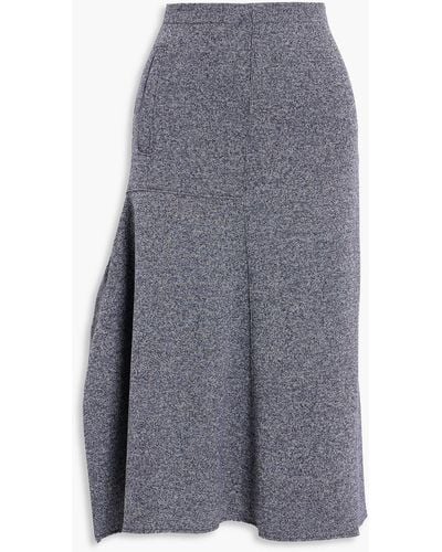 Tibi Asymmetric Stretch-knit Midi Skirt - Grey