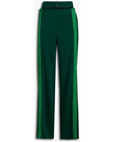 Valentino Garavani Cutout Striped Hammered-satin Wide-leg Pants - Green