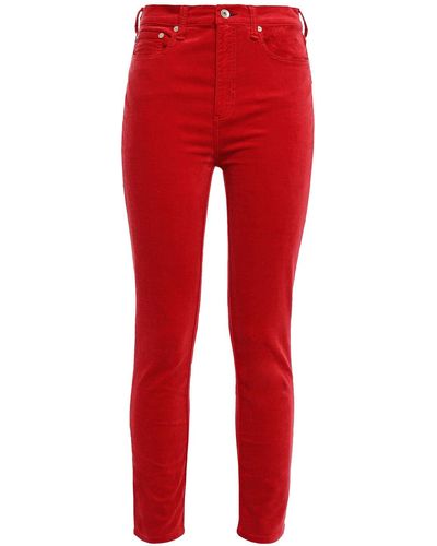 Rag & Bone Cropped Cotton-blend Velvet Skinny Trousers - Red
