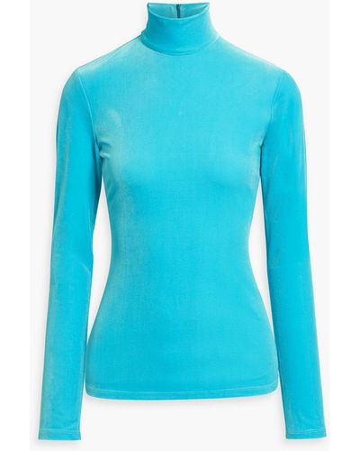 Victoria Beckham Stretch-velvet Turtleneck Top - Blue