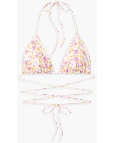 Magda Butrym Floral-print Triangle Bikini Top - White