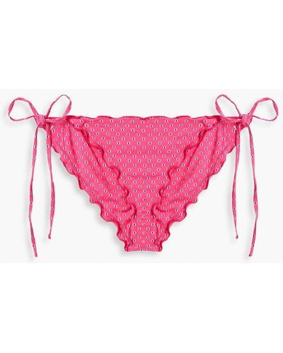 Eberjey Ruffle-trimmed Printed Low-rise Bikini Briefs - Pink