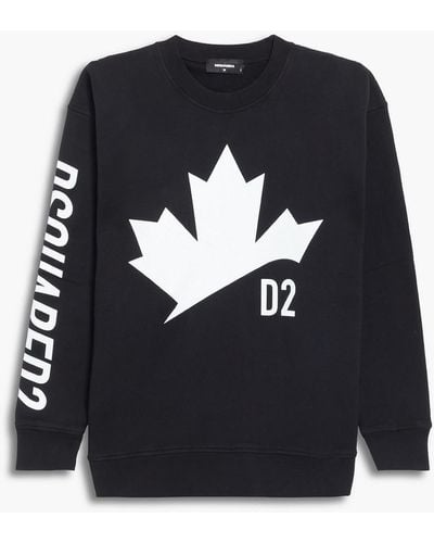 DSquared² Printed Cotton-fleece Sweatshirt - Black