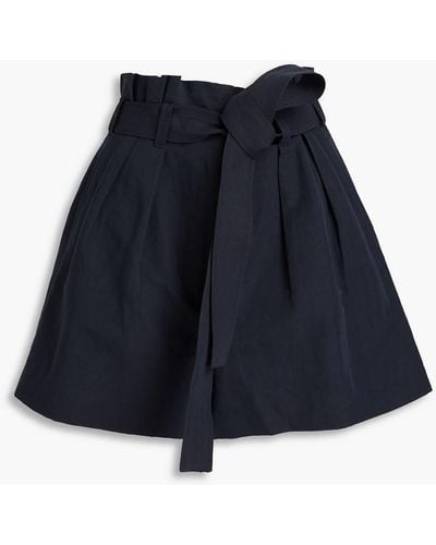 Ulla Johnson Abri Pleated Cotton, Linen And Silk-blend Shorts - Blue
