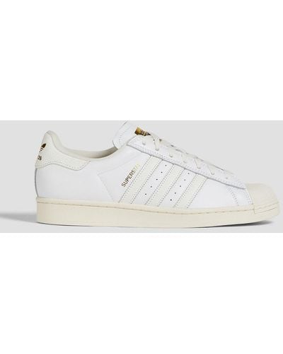 adidas Originals Superstar Adv Smooth And Cracked-leather Trainers - White