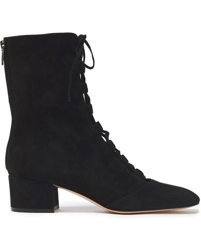 Gianvito Rossi Delia Lace-up Suede Ankle Boots - Black