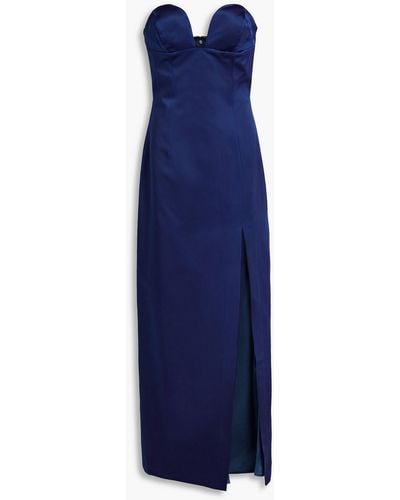 Sara Battaglia Strapless Satin Maxi Dress - Blue