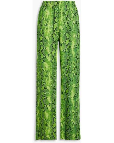 Stine Goya Fatou Snake-print Tm-blend Wide-leg Pants - Green