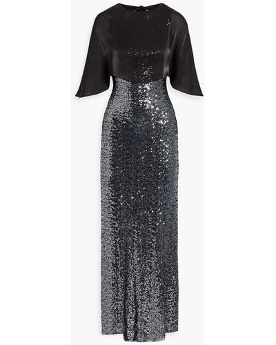 Badgley Mischka Cape-effect Sequined Tulle Gown - Black