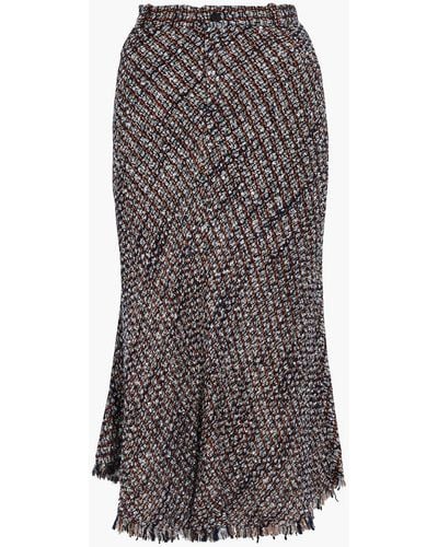 IRO Camden Sequin-embellished Metallic Bouclé-tweed Midi Skirt