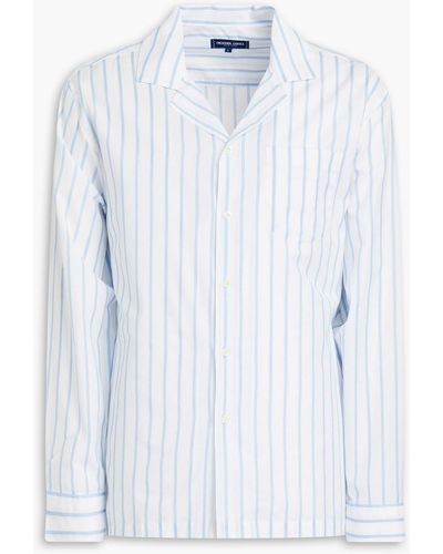 Frescobol Carioca Felix Striped Cotton And Silk-blend Shirt - White