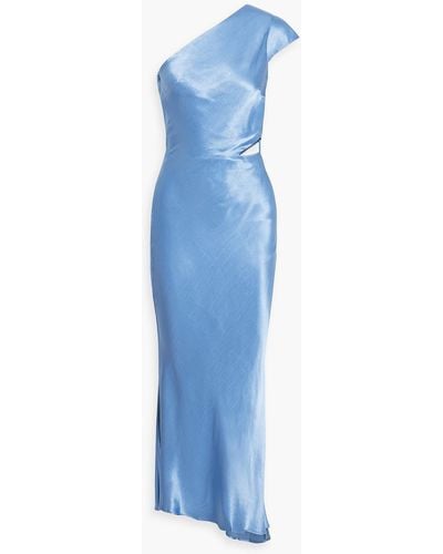 Bec & Bridge Delphine One-shoulder Satin-crepe Midi Dress - Blue