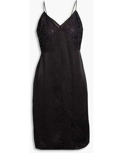 Rag & Bone Corded Lace-paneled Silk-satin Dress - Black