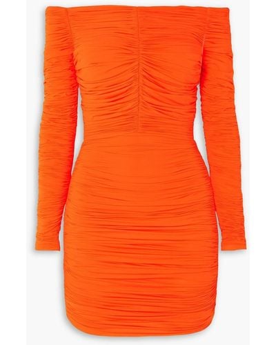 Alex Perry Hadley Off-the-shoulder Ruched Stretch-jersey Mini Dress - Orange