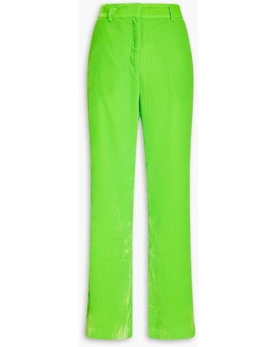 Stine Goya Benny Velvet Straight-leg Trousers - Green