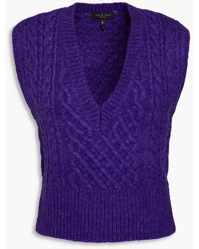Rag & Bone Elizabeth Cable-knit Wool-blend Vest - Purple