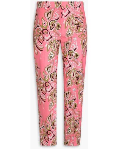 Emilio Pucci Printed Cotton-poplin Straight-leg Pants - Pink