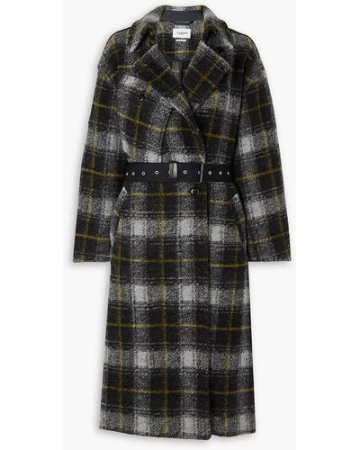 Isabel Marant Belted Double-breasted Checked Wool-blend Coat - Black