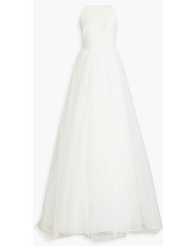 THEIA Kate Crepe-paneled Tulle Bridal Gown - White