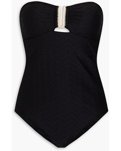 Jets by Jessika Allen Rio Embellished Cutout Bandeau Swimsuit - Black