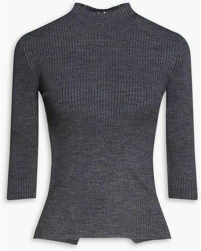 Maje Embellished Ribbed-knit Turtleneck Sweater - Black