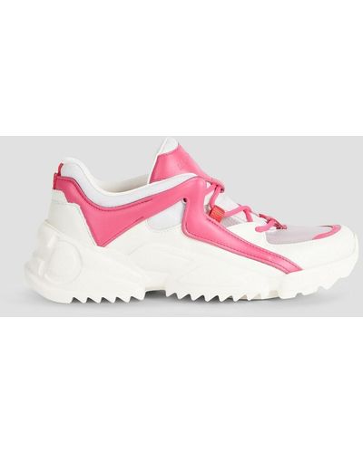 Ferragamo Skylar Two-tone Leather And Mesh exaggerated-sole Sneakers - Pink