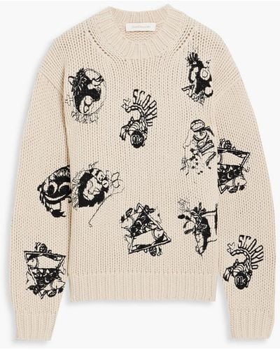 Zimmermann Pullover aus merinowolle mit stickereien - Natur