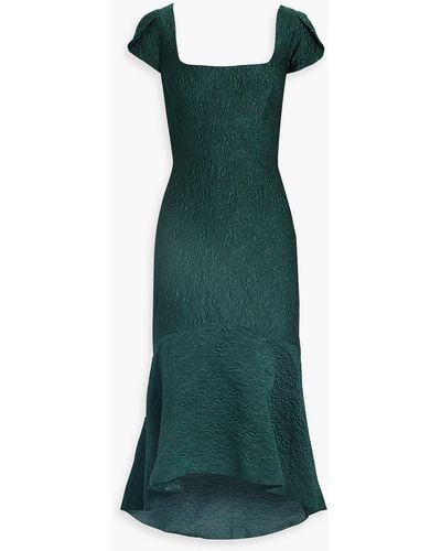 THEIA Rae Cloqué-jacquard Midi Dress - Green