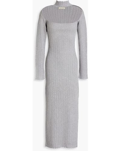 Nicholas Aksel Cutout Ribbed-knit Midi Dress - Grey