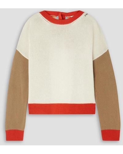 Marni Open-back Color-block Cashmere Sweater - Red
