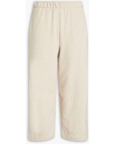 Vince Cropped French Cotton-blend Terry Track Trousers - Natural