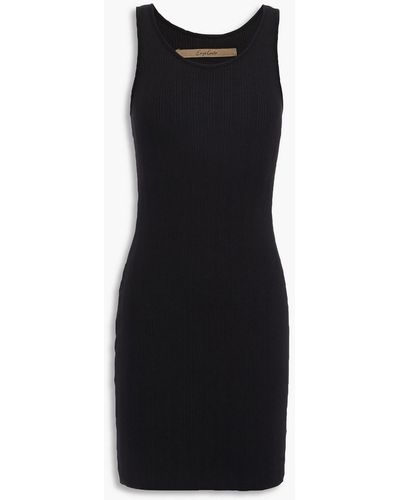 Enza Costa Ribbed Stretch Cotton And Modal-blend Jersey Mini Dress - Black
