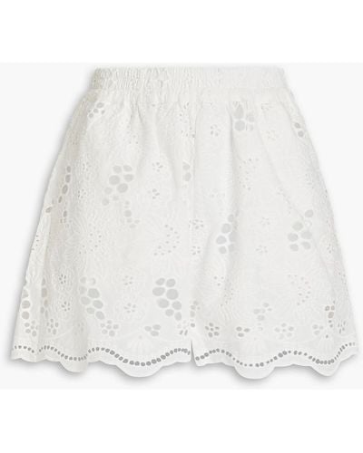Stella Nova Krista Scalloped Broderie Anglaise Cotton Shorts - White