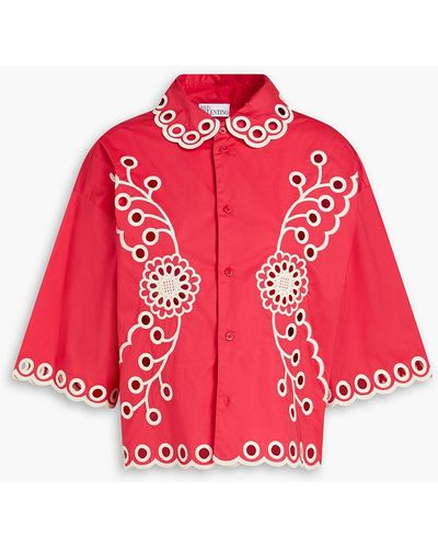 RED Valentino Broderie Anglaise Cotton Shirt - Red