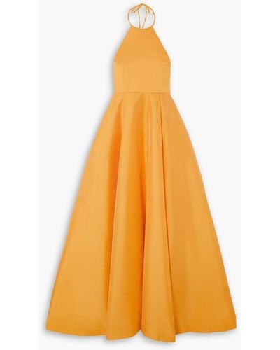 BERNADETTE Delilah Taffeta Halterneck Gown - Yellow