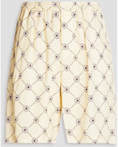Marni Floral-print Shell Shorts - Natural