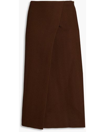 JOSEPH Sebela Herringbone Wool Midi Wrap Skirt - Brown