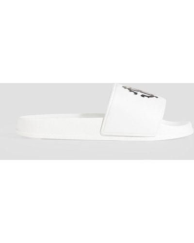 Roberto Cavalli Printed Embossed Rubber Slides - White