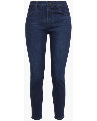J Brand Cropped Distressed Faded Skinny Jeans - Blue