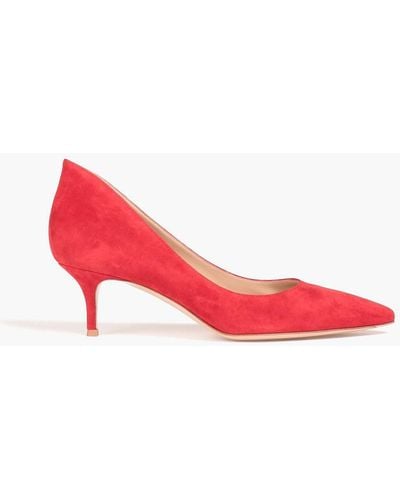 Gianvito Rossi Suede Court Shoes - Red