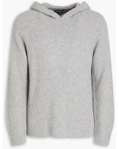 James Perse Ribbed Mélange Cashmere Hoodie - Grey