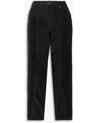 E.L.V. Denim Cotton-corduroy Straight-leg Pants - Black