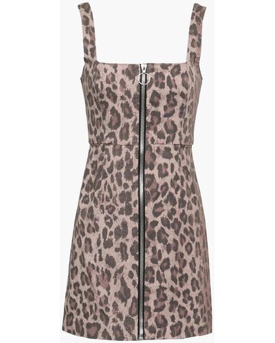 Nicholas Leopard-print Cotton-blend Twill Mini Dress - Brown