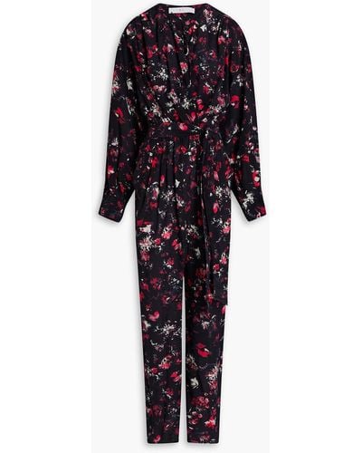 IRO Wrap-effect Floral-print Lyocell And Silk-blend Jumpsuit - Blue
