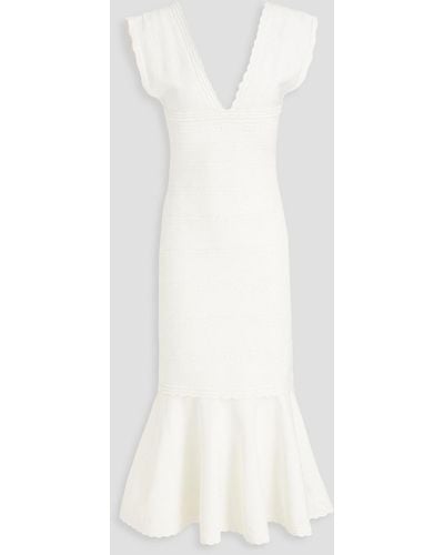 Victoria Beckham Ausgestelltes midikleid in pointelle-strick - Weiß